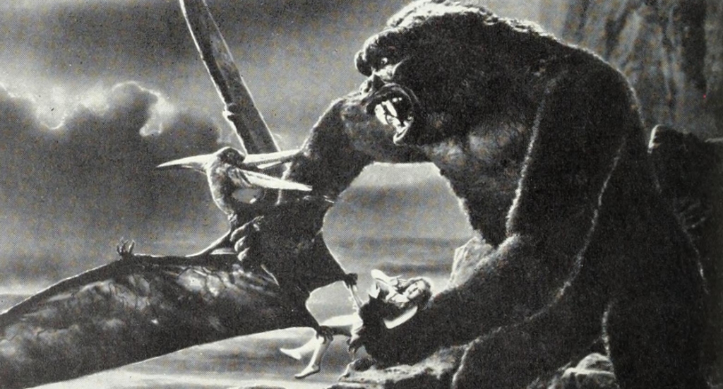 King Kong grapples with a pterodactyl