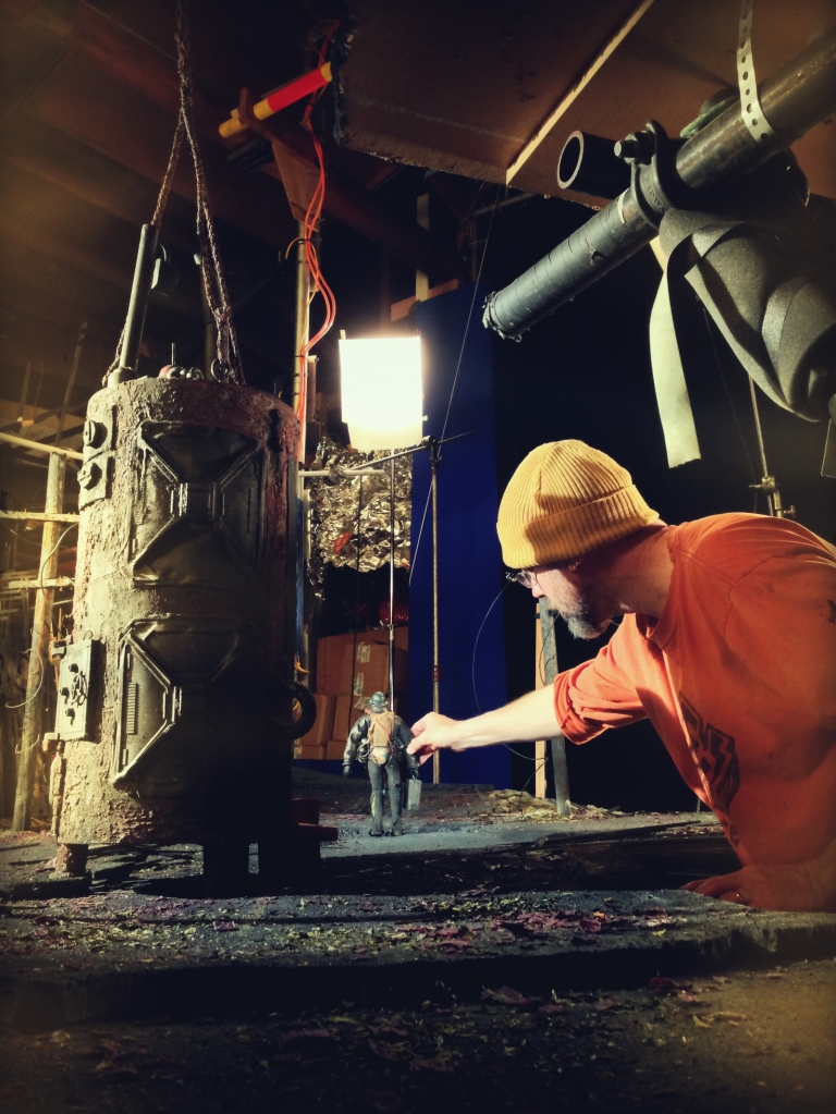 Tom Gibbons animates a stop motion shot for “Mad God.”