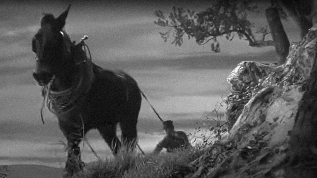 Gary Cooper performs on the rotating mountain set built for "Sergeant York" in 1941