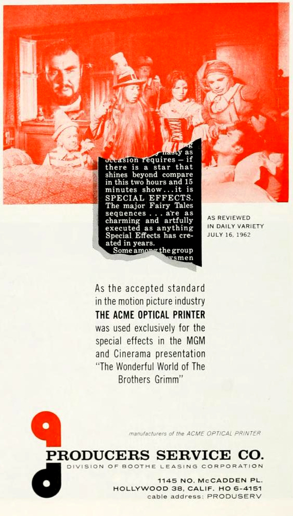 Press advertisement from 1962 for an Acme optical printer.