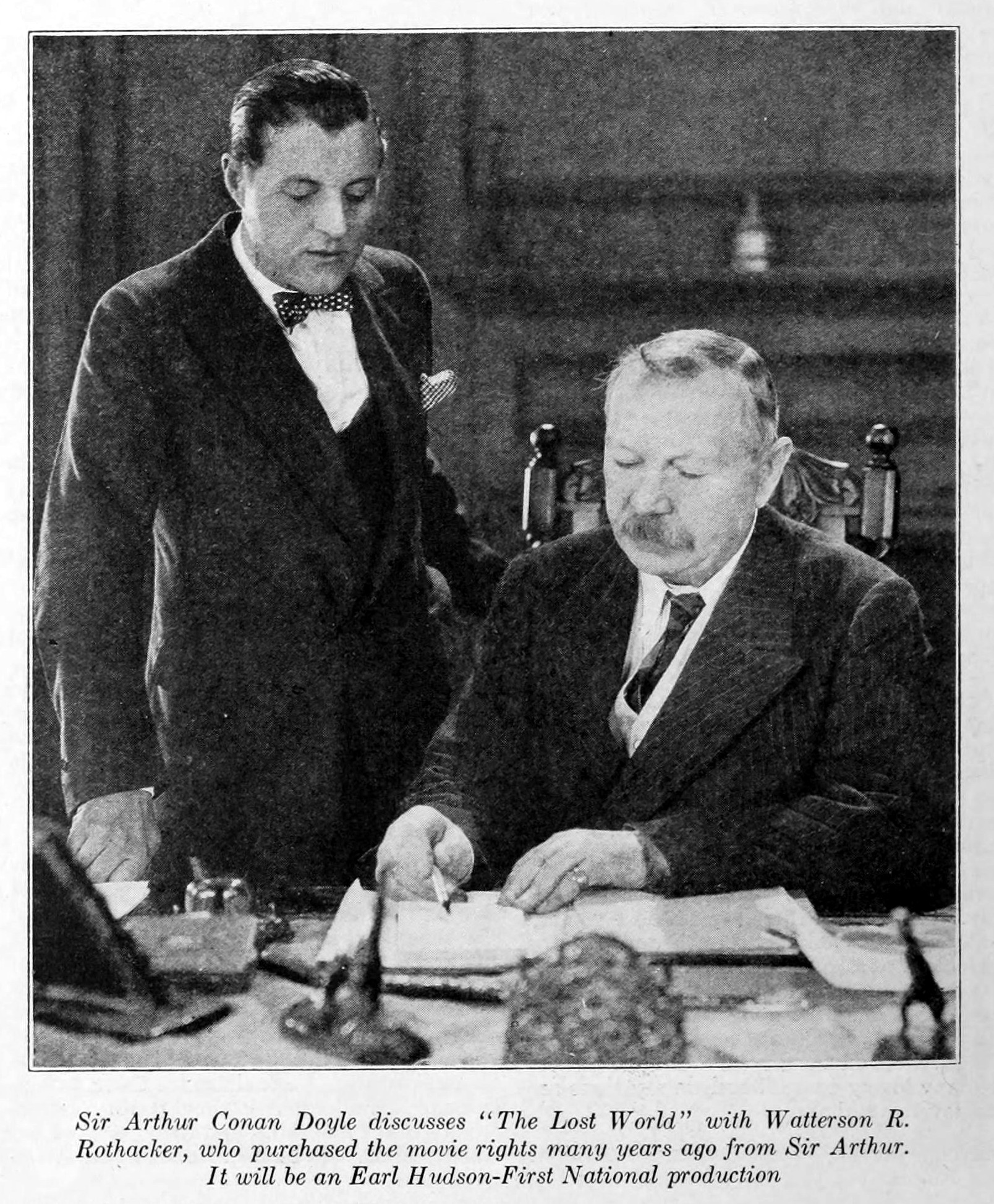 Sir Arthur Conan Doyle and Watterson R Rothacker discuss The Lost World