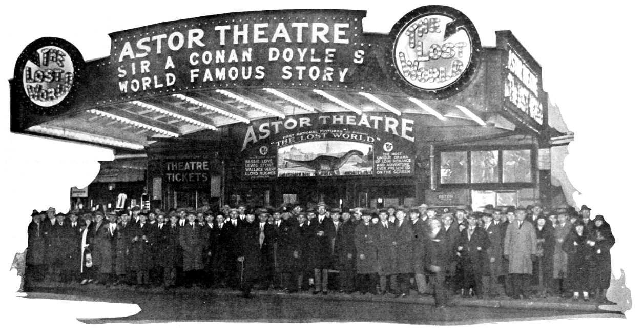 Crowds gather to see "The Lost World" at New York City's Astor Theatre - First National Franchise, 3 March, 1925